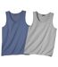 Pack of 2 Men's Vests - Blue Grey