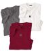 Pack of 3 Men's Plain T-Shirts - Grey White Red