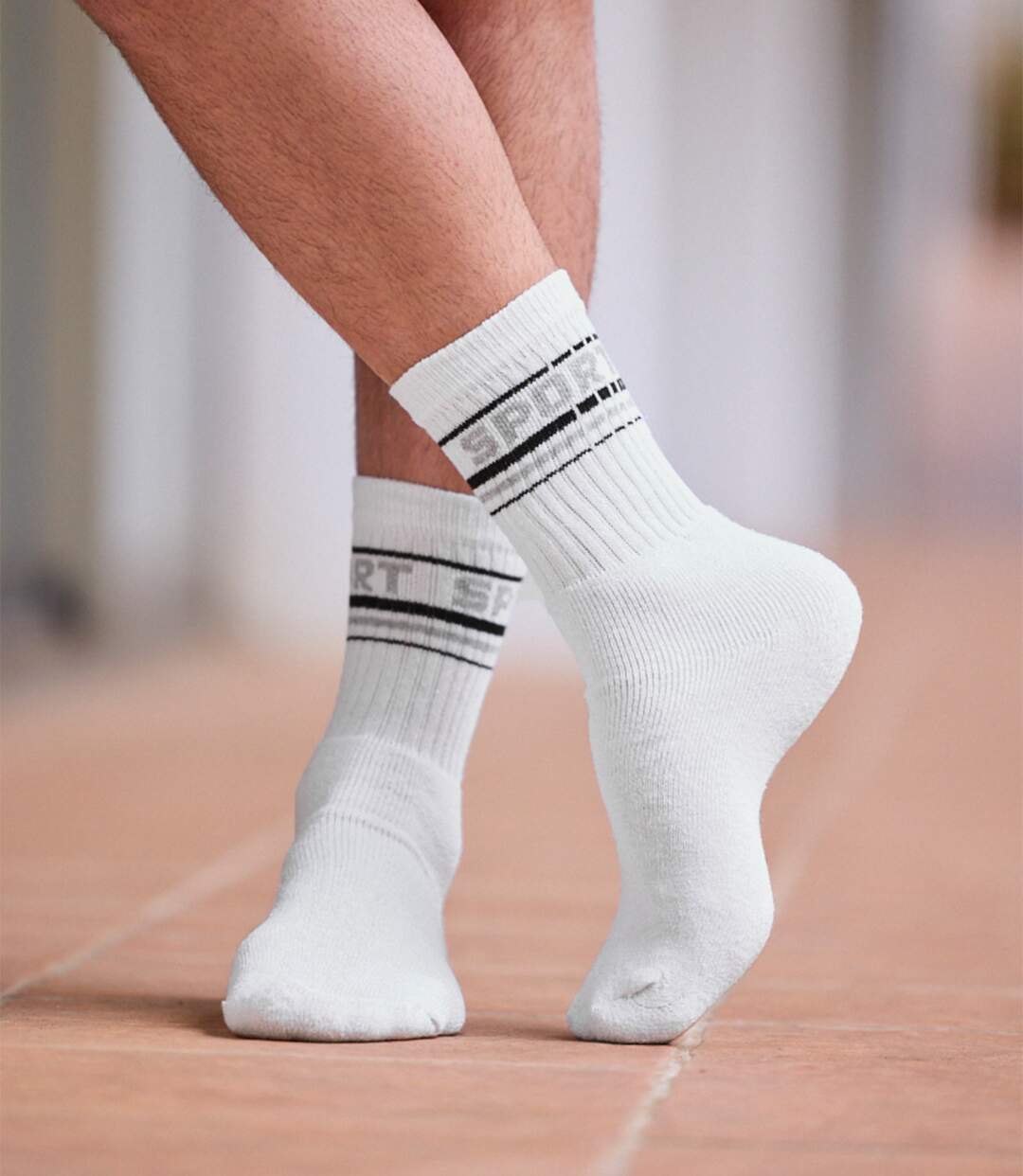 Pack of 4 Men's Sport Socks - Black White Grey