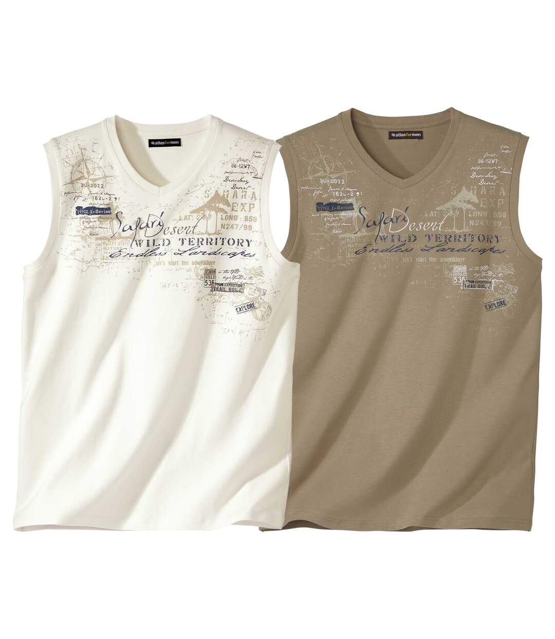 2er-Pack Ärmellose T-Shirts Safari Atlas For Men