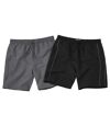 Pack of 2 Men's Sporty Beach Shorts - Grey Black Atlas For Men