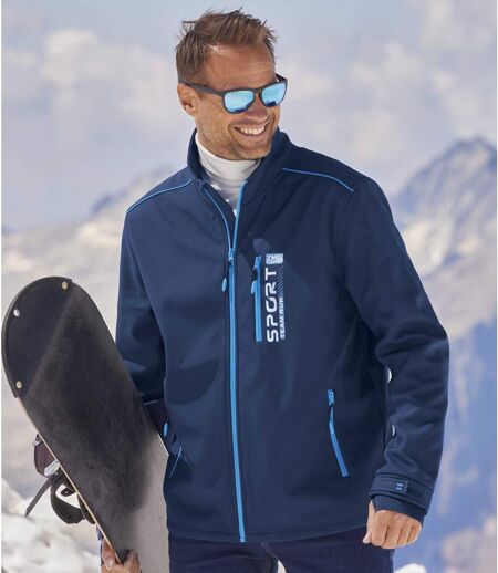 Men's Blue Softshell Sports Jacket - Water-Repellent  
