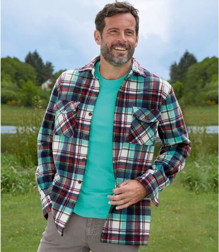 Men's Multicoloured Checked Fleece Overshirt