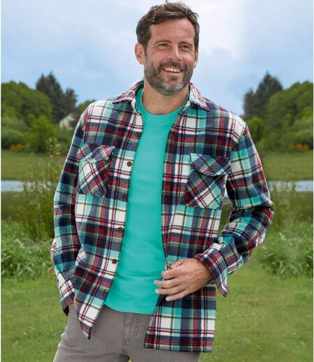 Men's Multicoloured Checked Fleece Overshirt