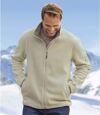 Men's Beige Full Zip Fleece Winter Jacket Atlas For Men