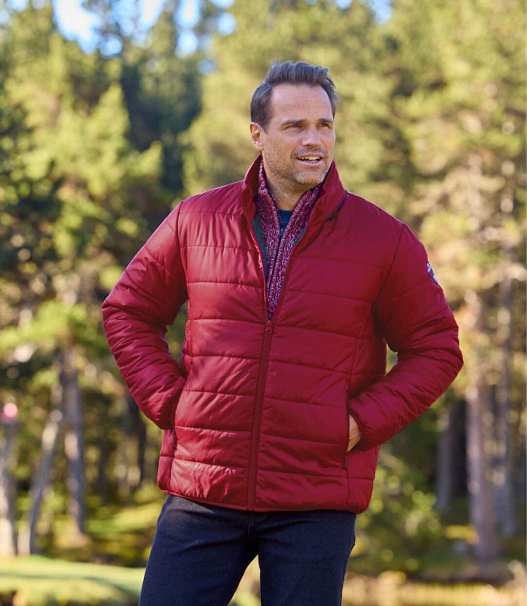 Men's Burgundy Water-Repellent Padded Jacket-1