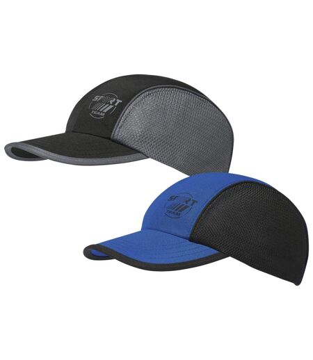 Pack of 2 Men's Dual Fabric Caps - Black Blue