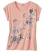 T-shirt avec imprimé floral femme - rose orangé