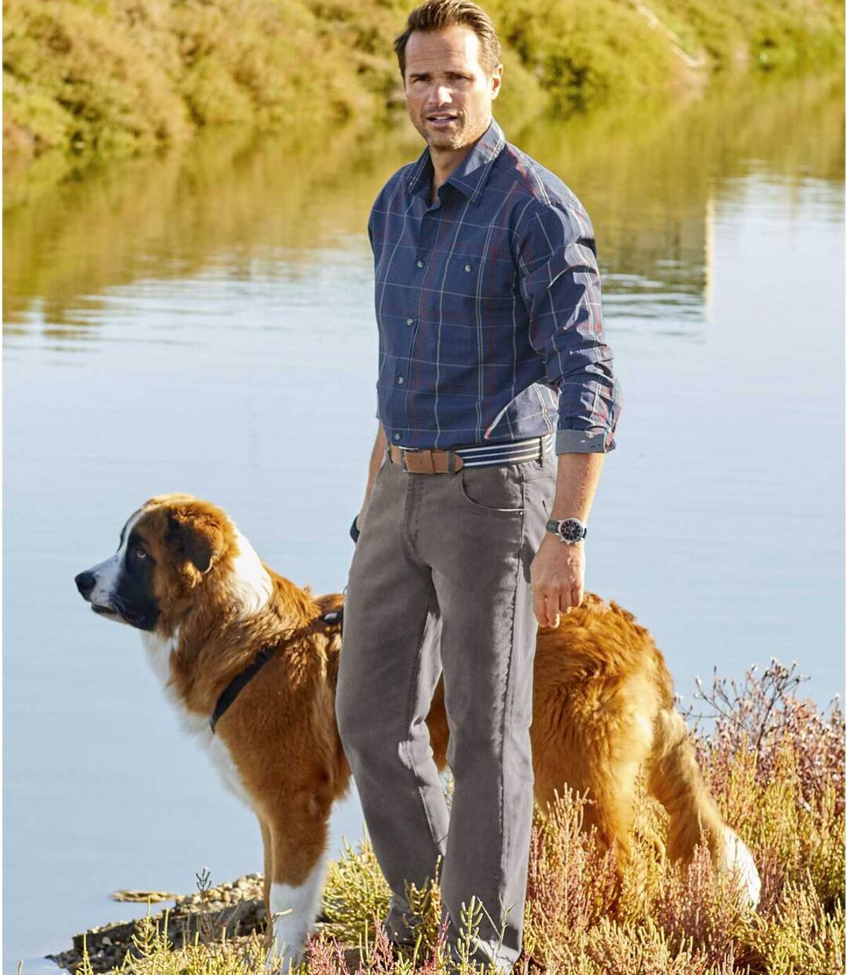 Pohodlné sivé džínsy Atlas For Men