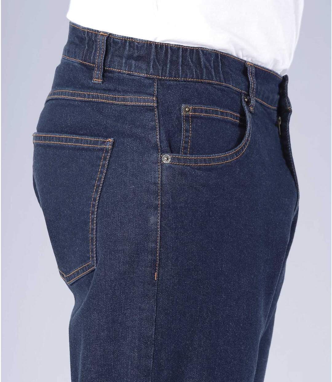 Men's Semi-Elasticated Blue Jeans-5