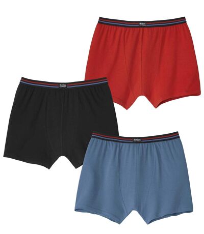 Pack of 3 Men's Stretch Boxer Shorts - Red Black Blue