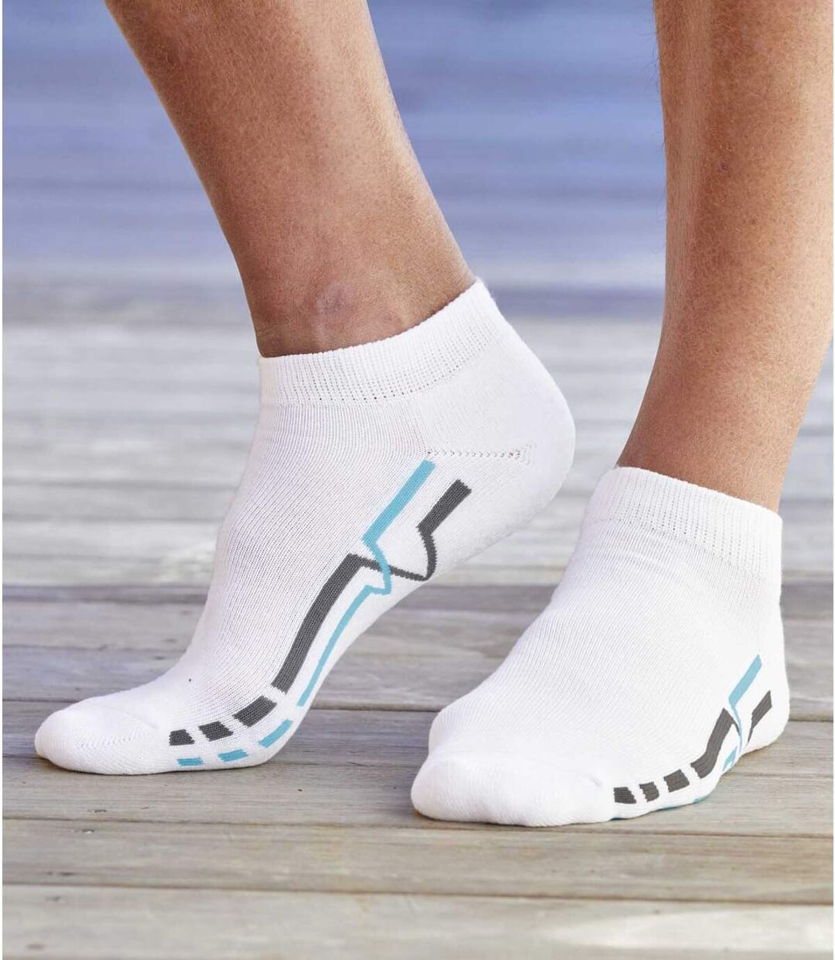 Pack of 4 Men's Sporty Sneaker Socks - White Black Gray Atlas For Men