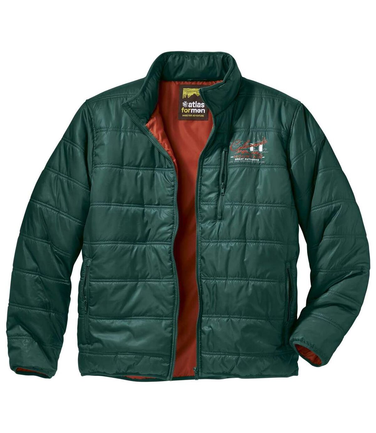 Men's Green Two-Tone Puffer Jacket - Lightweight - Water-Repellent Atlas For Men