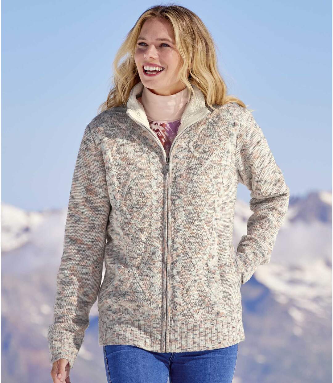 Women's Fleece-Lined Knitted Jacket | sdr.com.ec