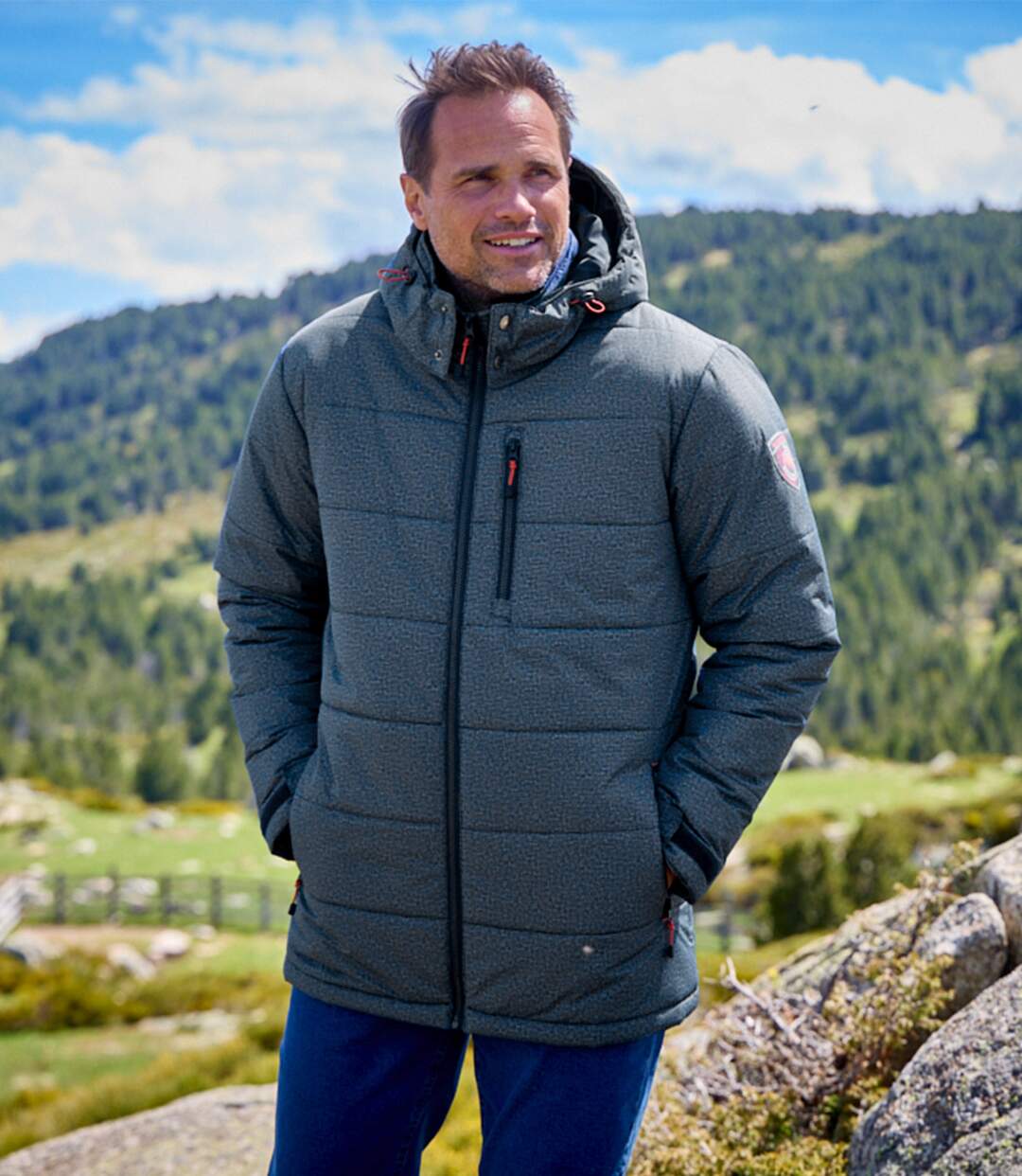 Manteau matelassé à capuchon homme - marine