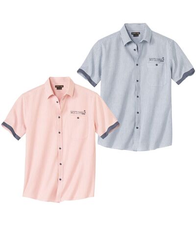 Pack of 2 Men's Summer Shirts - Coral Blue 