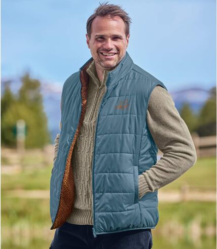 Men's Blue & Brown Reversible Padded Gilet