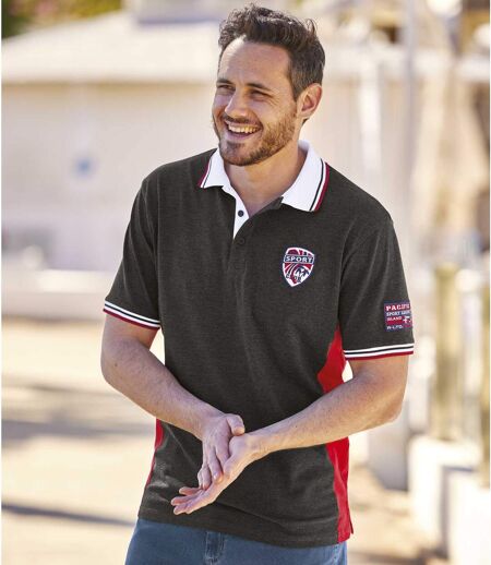 Men's Sporty Polo Shirt - Anthracite Red