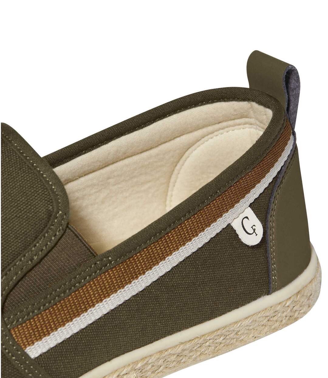 Men's Khaki Elasticated Canvas Moccasins-2