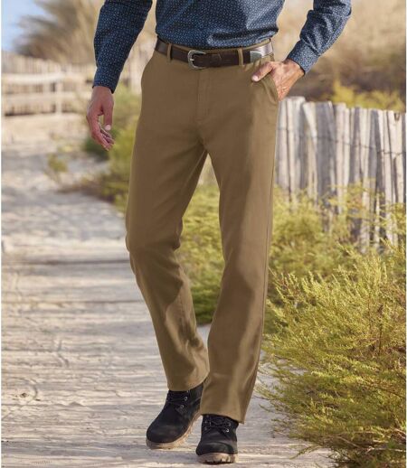 Pantalon chino en sergé extensible homme - brun