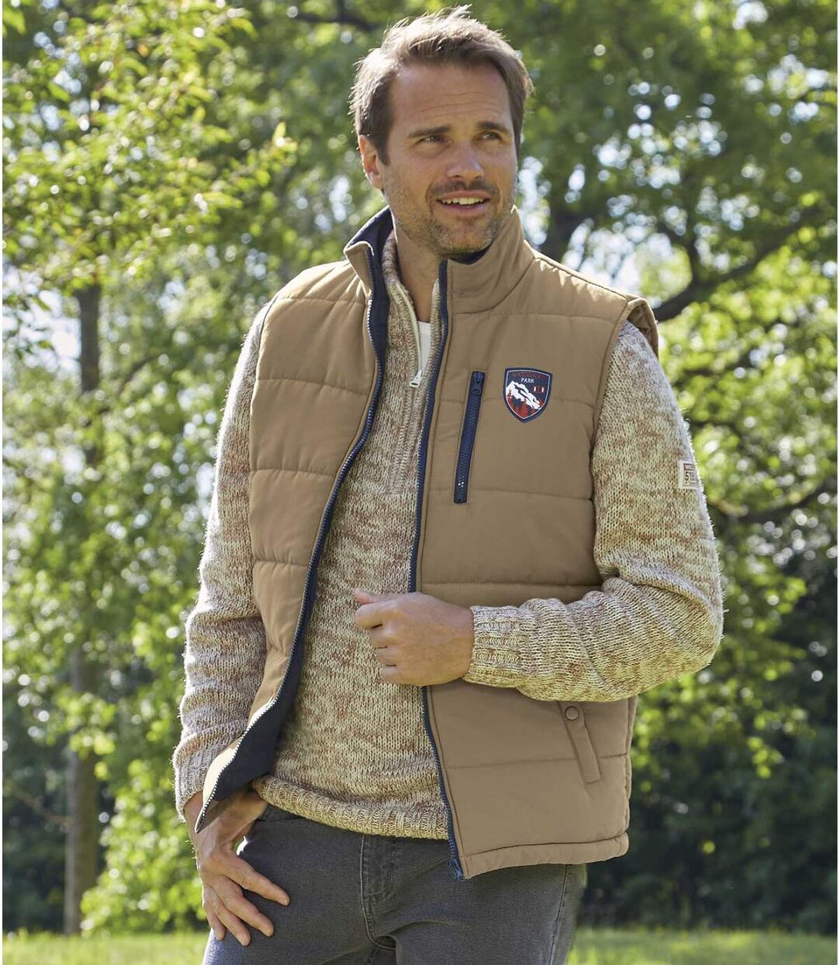 Men's Beige Puffer Vest Atlas For Men
