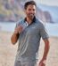 Pack of 2 Men's Sporty Polo Shirts - Mottled Gray Emerald