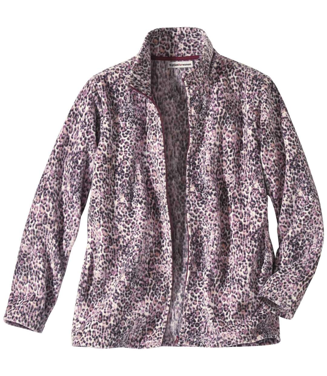 Women's Pink Leopard Print Fleece Jacket - Full Zip Atlas For Men