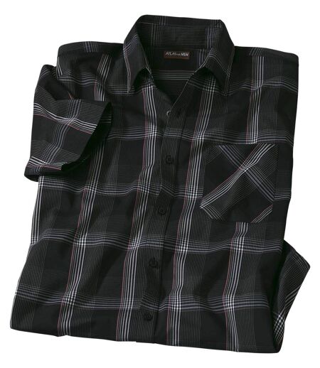 Men's Black Checked Stretch Shirt