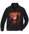 Men's Half-Zip Brushed Fleece Print Sweater - Black Atlas For Men