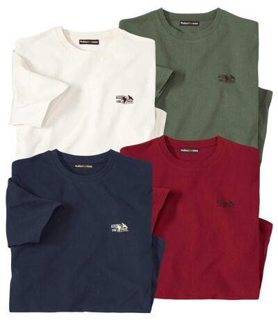 Pack of 4 Men's Casual T-Shirts - Navy Red Ecru Khaki 