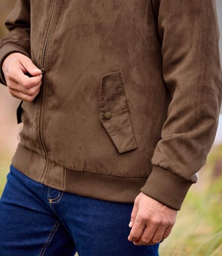 Men's Brown Faux-Suede Jacket