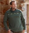 Men's Khaki Half Zip Fleece Sweater  Atlas For Men