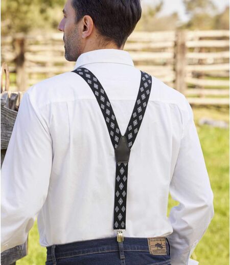 Men's Stylish Suspenders Set - White Navy