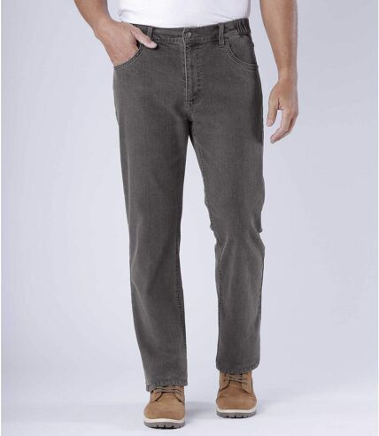 Regular jeans met deels elastische tailleband