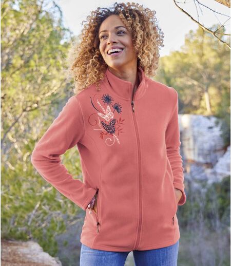 Pack of 2 Women's Embroidered Microfleece Jackets - Pink Sky Blue