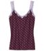 Women’s Patterned Lace Vest Top – Burgundy Lilac