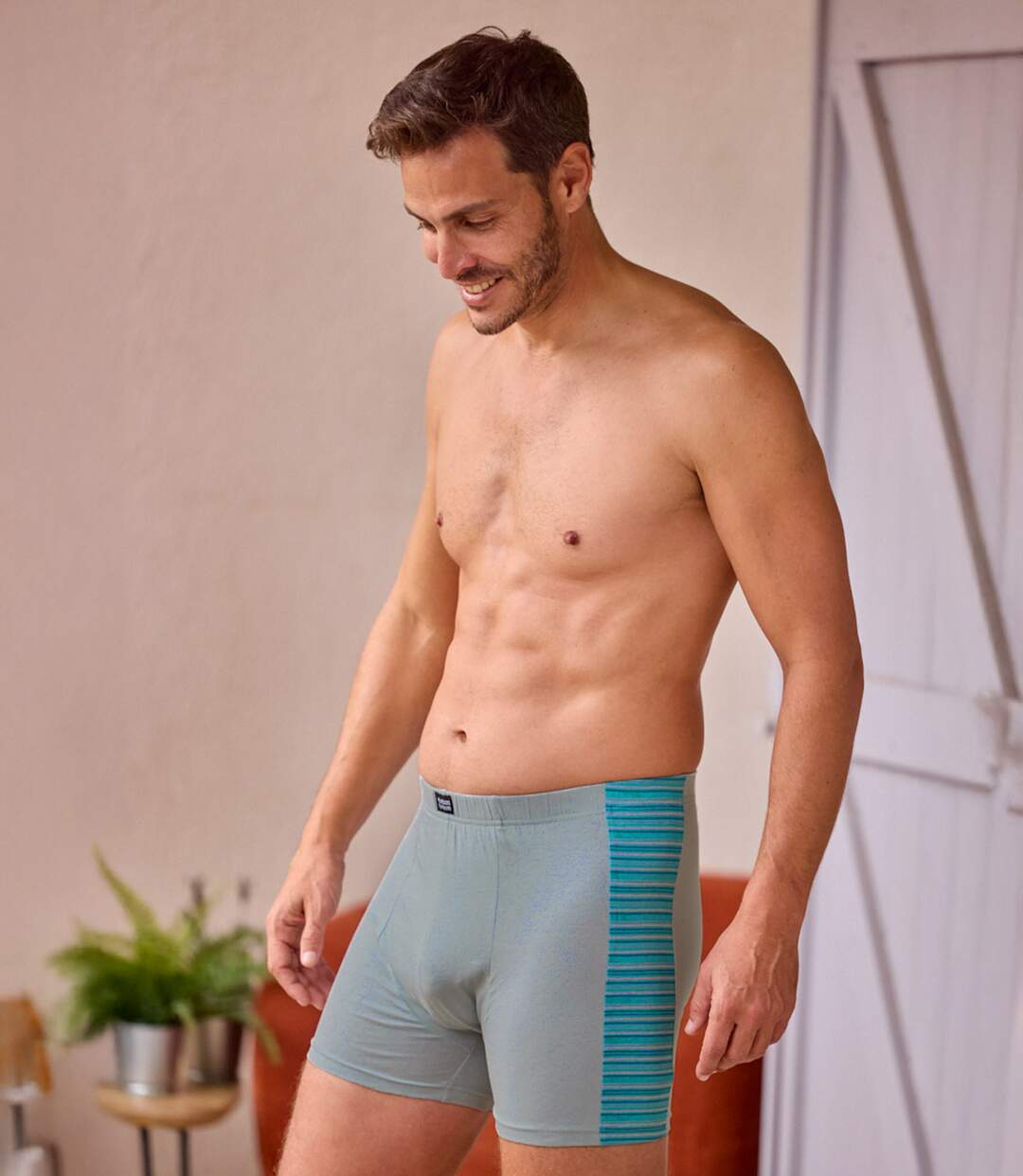 Pack of 2 Men's Patterned Boxer Shorts - Turquoise Grey-3