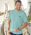 Pack of 4 Men's Casual T-Shirts - Grey Turquoise Blue Ochre Atlas For Men