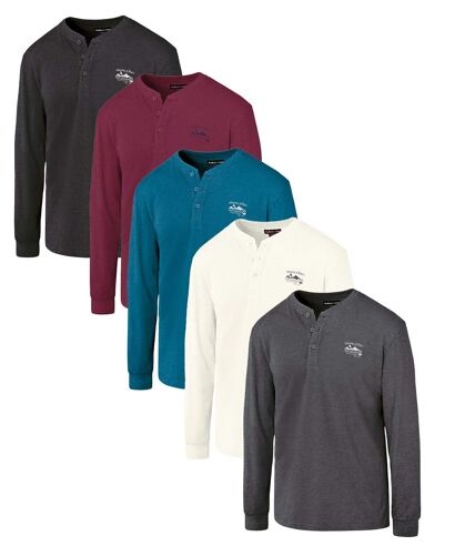 Pack of 5 Henley Neck T-Shirts