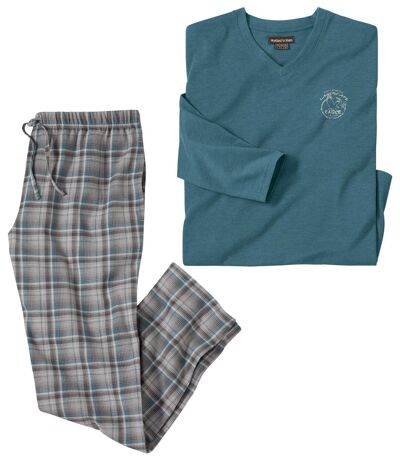 Men's Blue & Gray Winter Pajamas  