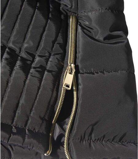 Prošívaná bunda do arktické zimy s kapucí lemovanou odepínací umělou kožešinou 