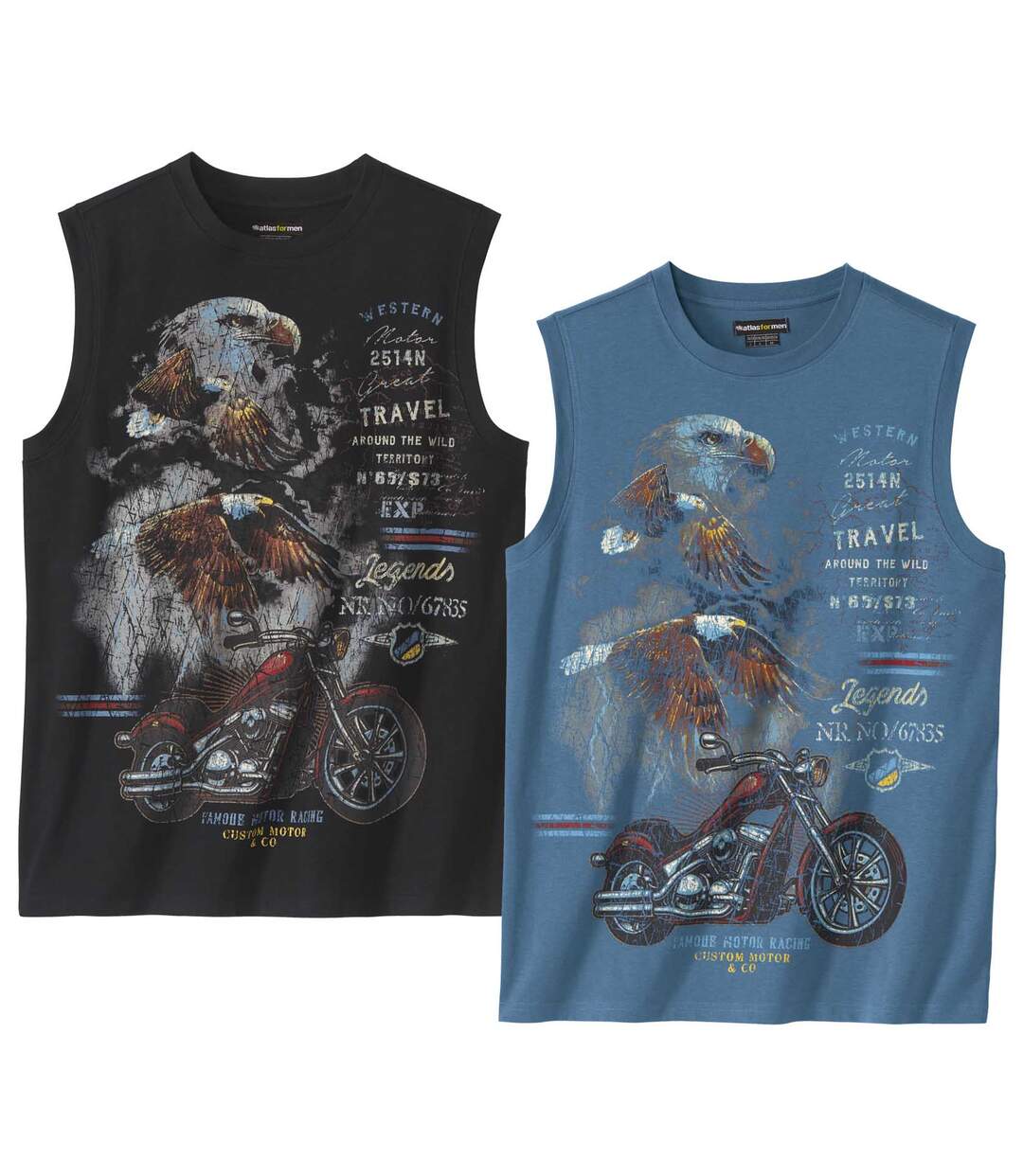 Lot de 2 Tee-Shirts Sans Manches Motor Racing 