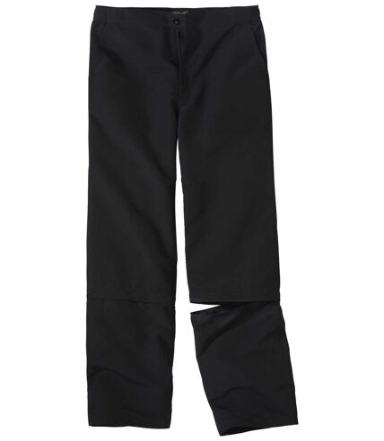 Men's Black 2-in-1 Convertible Microfibre Trousers