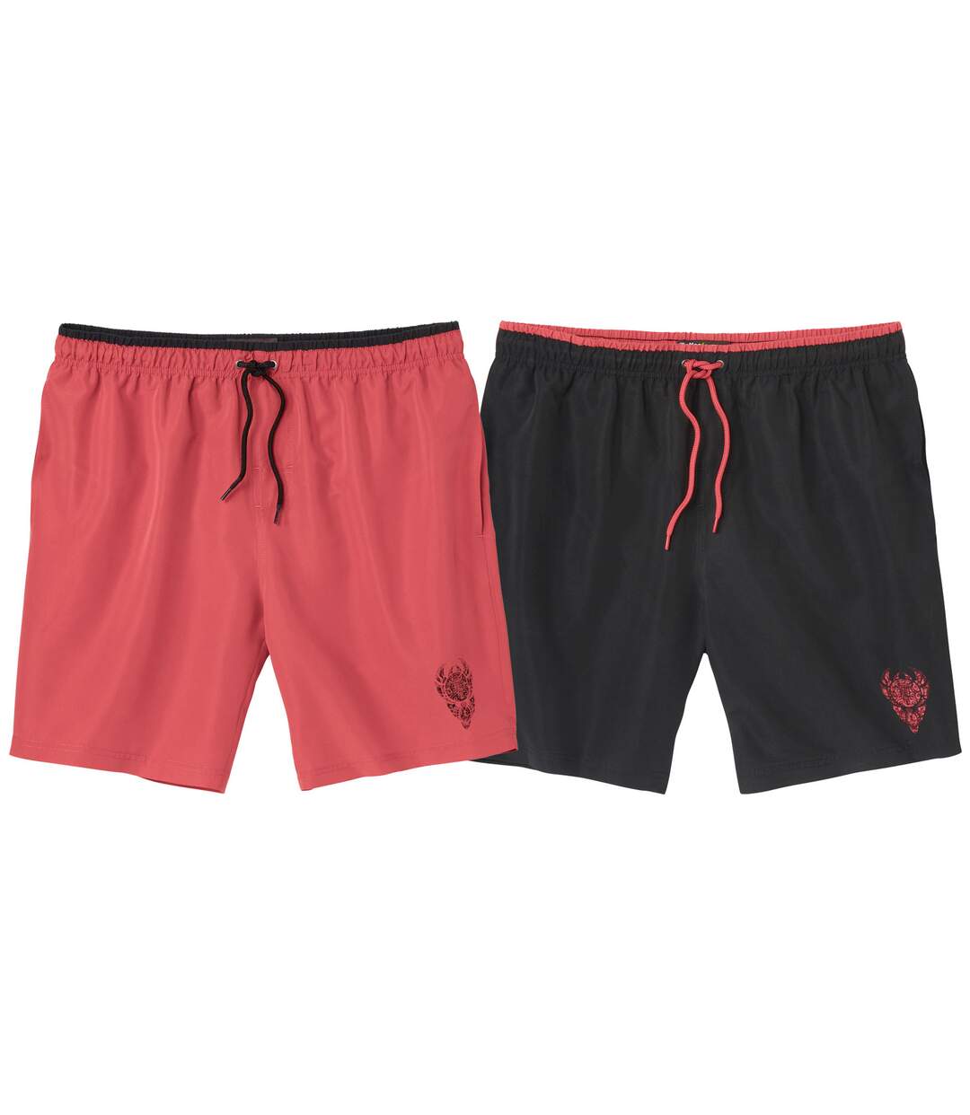 Pack of 2 Men's Swim Trunks - Coral and Black-1