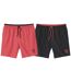 Pack of 2 Men's Swim Trunks - Coral and Black