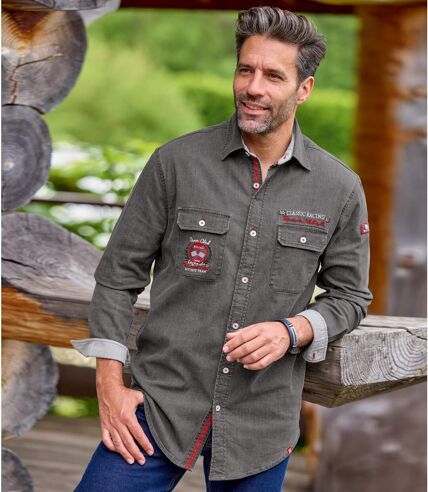 Men's Grey Classic Racing Denim Shirt