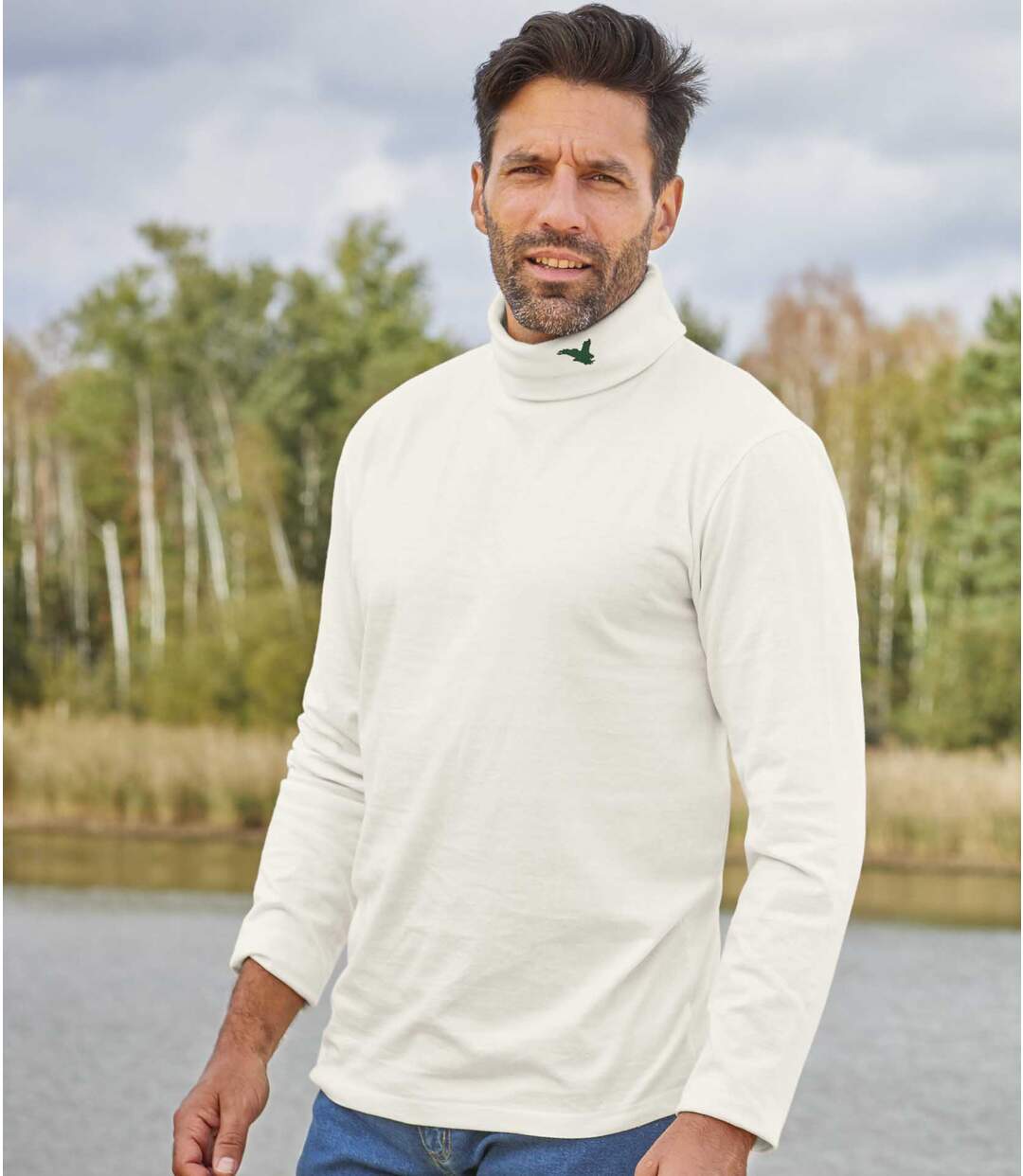 Pack of 3 Men's Turtleneck Tops - Brown Ecru Blue-2
