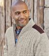 Men's Fleece-Lined Knitted Jacket - Beige Brown  Atlas For Men