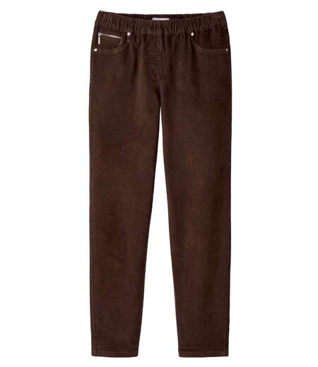 Women's Brown Stretch Corduroy Treggings