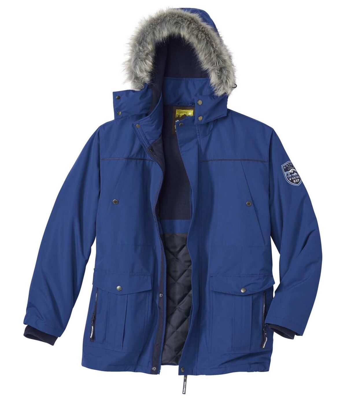Praktická zimná bunda s kapucňou s imitáciou kožušiny Atlas For Men